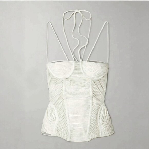 ISA BOULDER Open-Knit Bustier Top_S - Picture 1 of 13